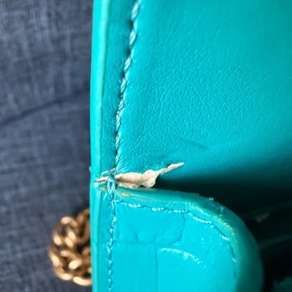 💙💚Pinko Blue and Gold Shoulder Bag with Croc Embossed Texture 💙💚 - Picture 8 of 9